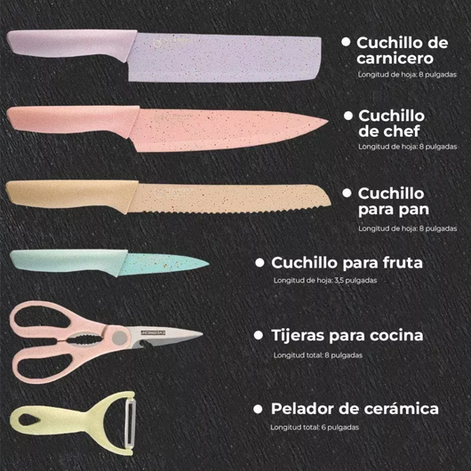 Oferta 18 de Septiembre - Set Premium de Cuchillos de Cortes Profesionales (6 Piezas)